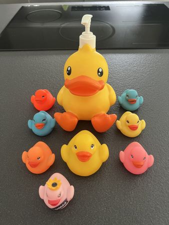 Duck handsoap plus 8 small ducks