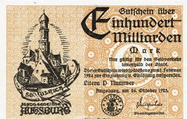 Augsburg 100 Mrd.Mark Litera D 26.10.1923 VZ++-UNZ