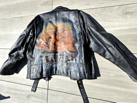 Coole Lederjacke mit Airbrush-Motiv Gr. 52 / L