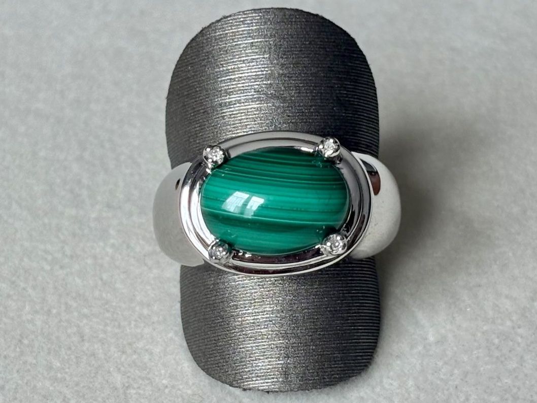 Ringe: Ring Malachit, Brillanten, Silber 925, Gr. 60 – Neu (gemäss Beschreibung) aus Brugg AG von lau_9rvy 2