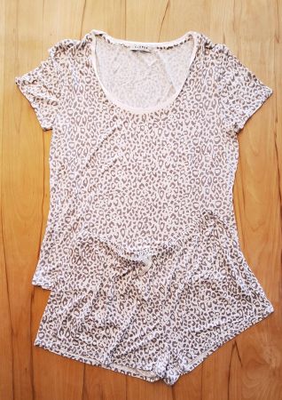 Sommer Pyjama Globus weiss/grau Gr. L