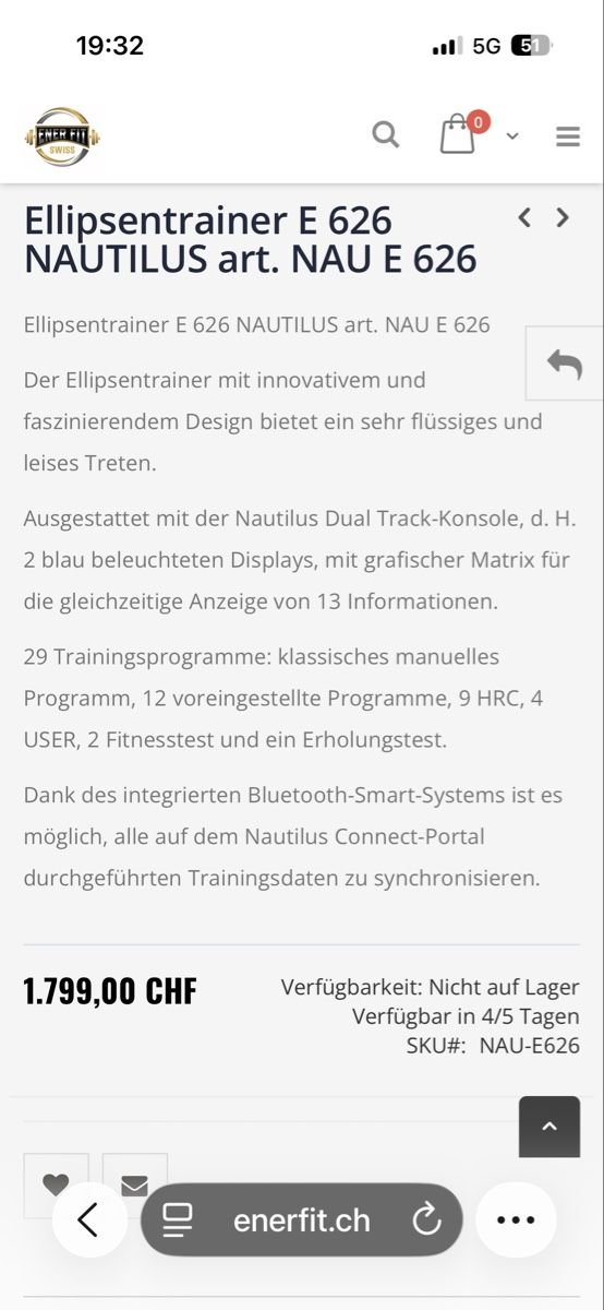 Nautilus Hometrainer: Nautilus E626 Crosstrainer  – Usato da St. Margrethen SG venduto da taf_alb 1