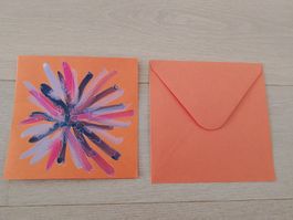 Grusskarte handgemalt mit Couvert 15 cm X 15 cm