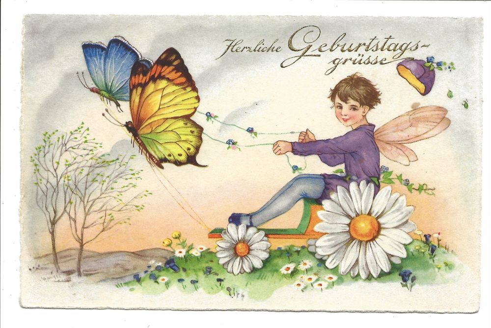 Geburtstag Herzliche Grüsse Schmetterling Knabe 1936 Kaufen