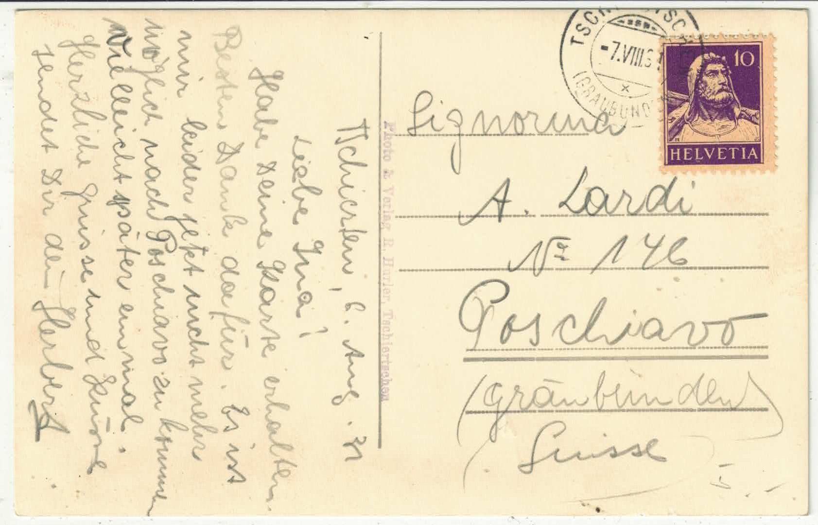 Cartoline postali: Tschiertschen - Generalansicht – Usato da Ettingen venduto da Kartenplanet 1