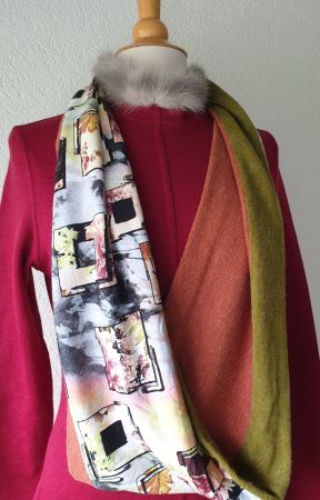 SCHAL LOOP SCHLAUCH HANDMADE 2 SEITIG TUCH , TOP ZU JACKE