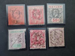 Briefmarken-Sammlung: Fiji, Ceylon, Leeward Islands!