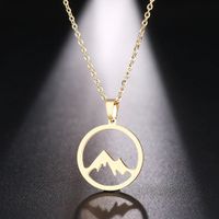 Edelstahl Halskette mit Berg/Gipfel Anhänger in GOLD