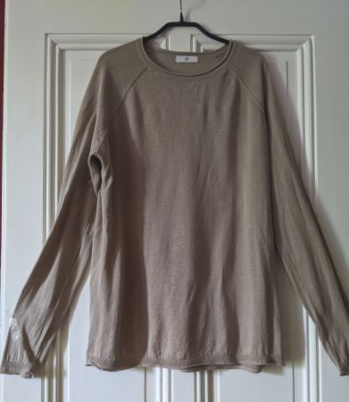 LA REDOUTE : Fin pull en maille de lin beige M-L-XL