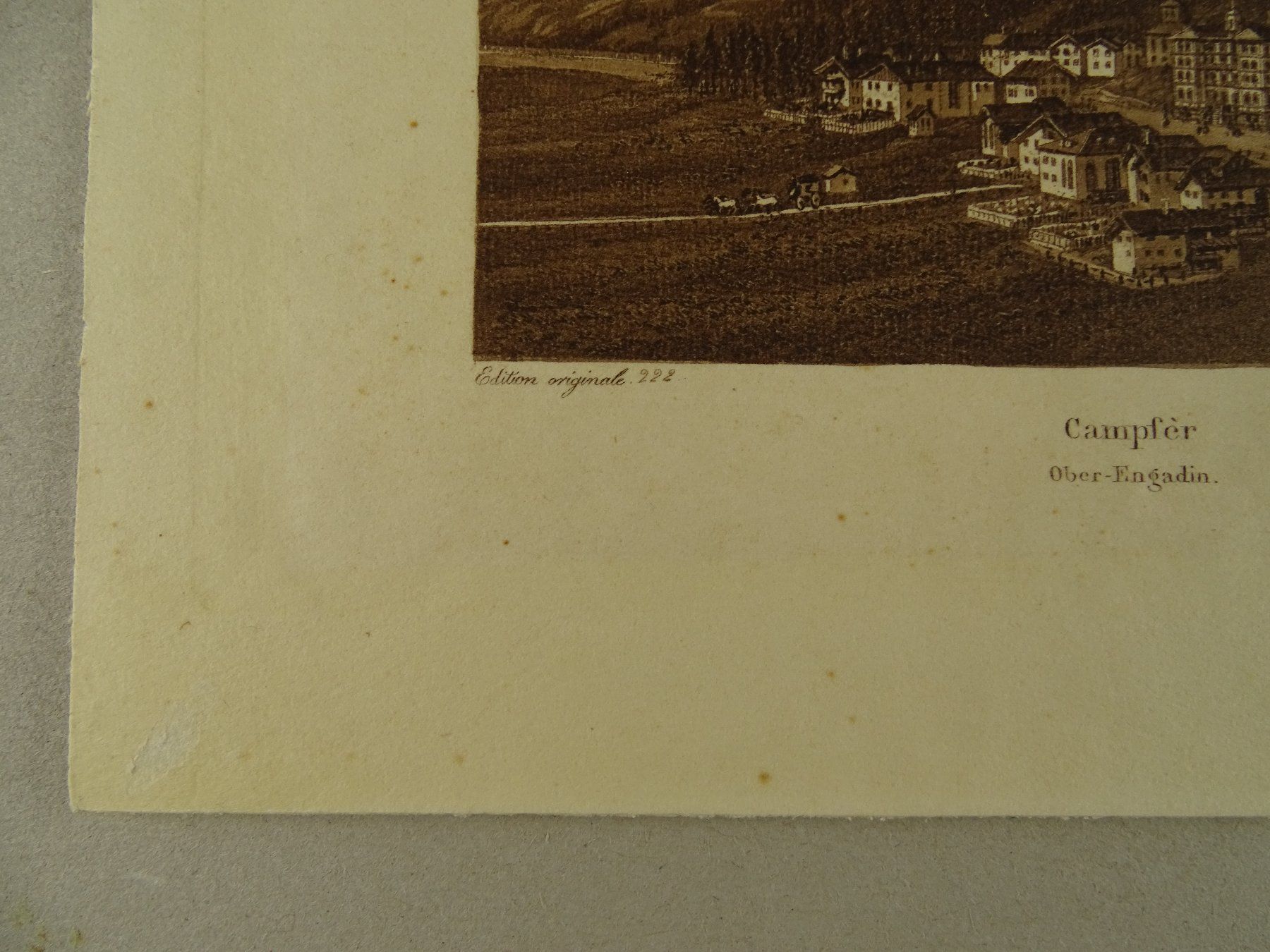 Incisioni: CAMPFER, ENGADIN, DIKENMANN AQUATINTA UM 1850 – Usato da Grüningen venduto da Kartensammler 6