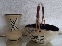 Vintage 50er 60er Jahre Carstens Keramik Körbchen und Vase