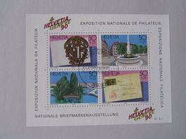 Briefmarken, Sonderblock Helvetia Genève 1990, 4 Briefmarken