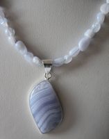 Neu: Chalcedon Schmuck Anhänger mit Kette