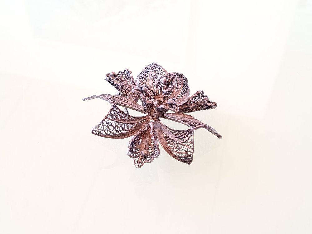 Broche ancienne en filigrane « Papillon » en argent vermeil – PassionAntiquités