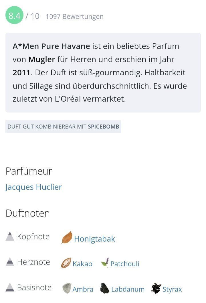 Mugler Profumi & Eau de Toilette: 2 ml PURE HAVANE MUGLER ABFÜLLUNG – Nuovo (secondo la descrizione) da St. Gallen venduto da CaliSunshine 3