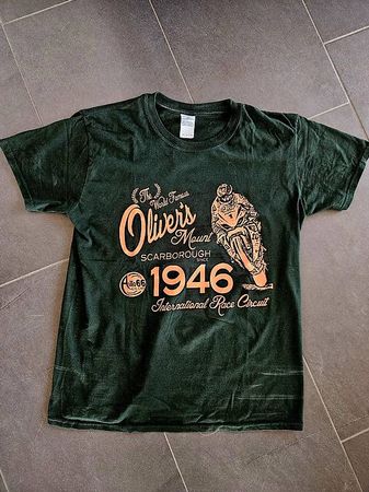 Vintage Motorrad T-Shirt 1946, grün/orange, Gr. M