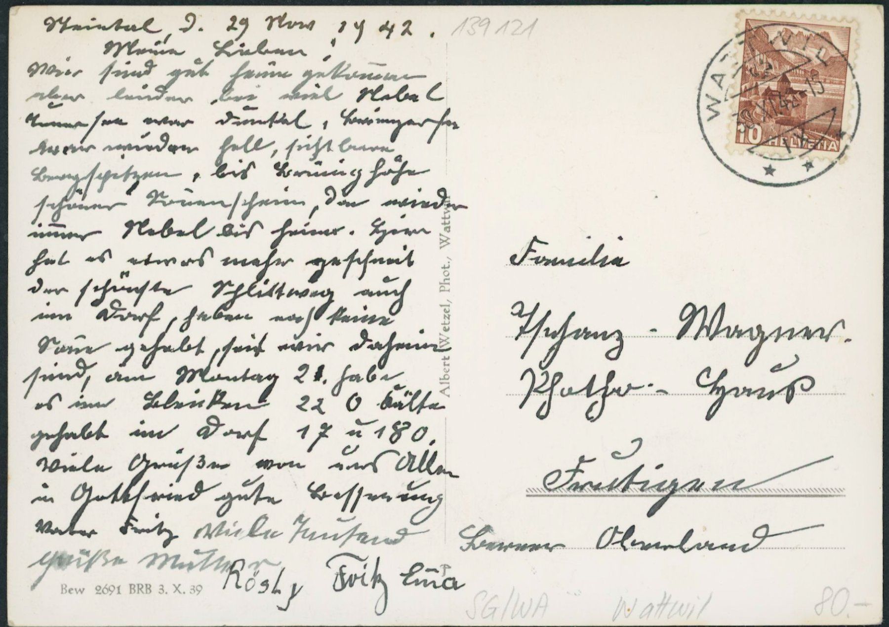 Cartoline postali: SG Wattwil – Usato da Schindellegi venduto da masutka7 1