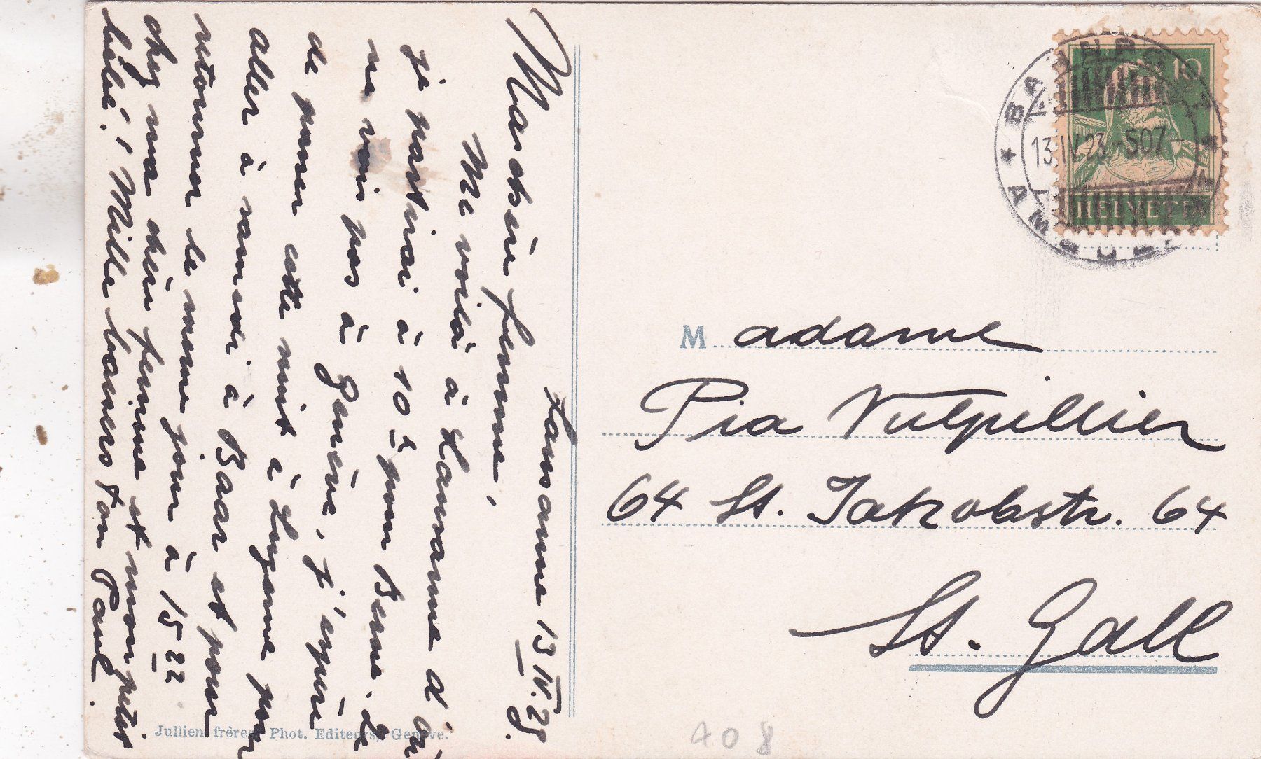 Cartoline postali: Lausanne La Cathédrale 1923 – Usato da Herisau venduto da Lisegrat2008 1