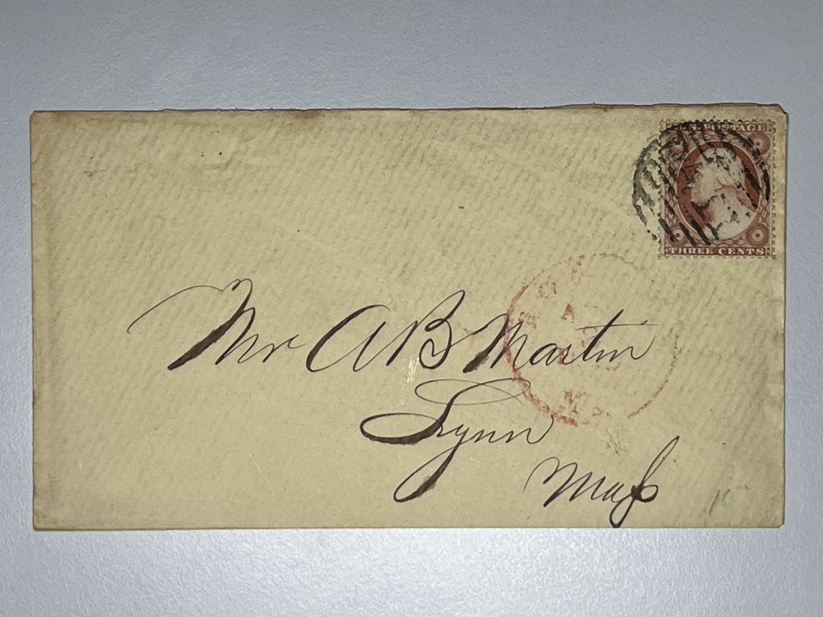 Tutti i francobolli: USA, Three Cents, James Lee & Co. Bosten.  – Usato da Küssnacht a. Rigi venduto da Unique-Valuable