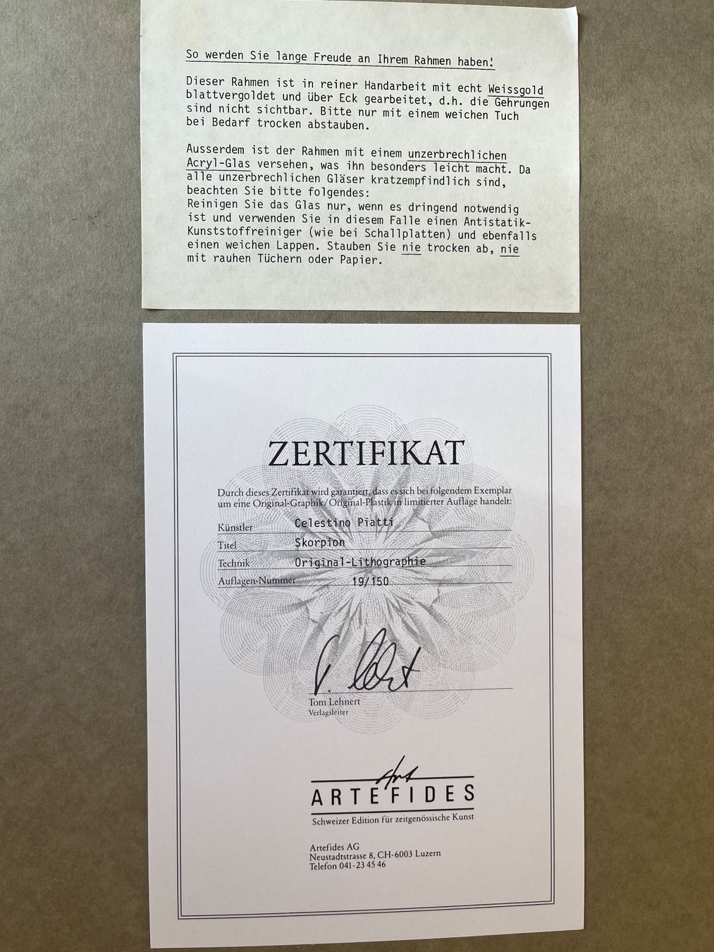 Grafica & Litografie: Original Lithographie C Piatti mit Zertifikat – Usato da Stäfa venduto da oma_2lng 3