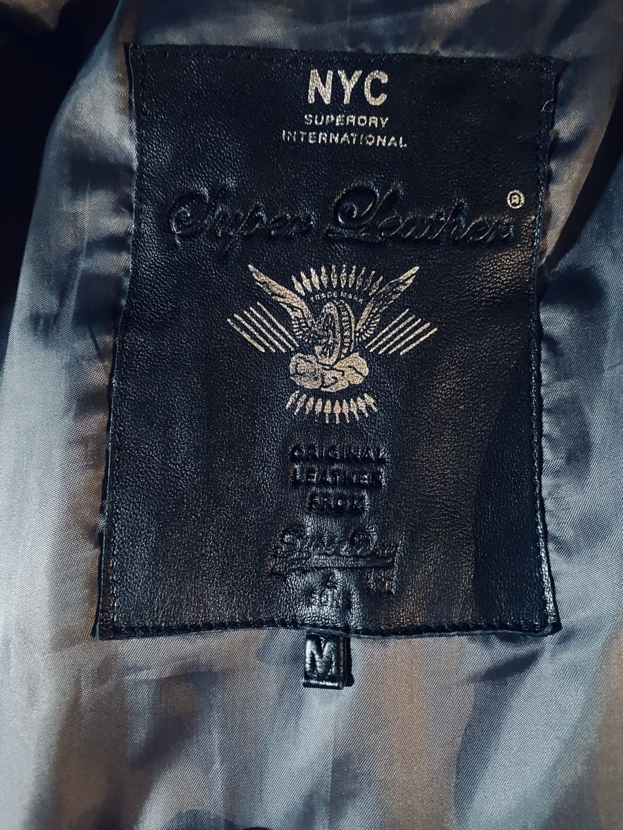 Superdry Giacche: Superdry NYC Leather Jacket - Men's Medium - Black – Usato da Genève venduto da arcadiancocteau 2