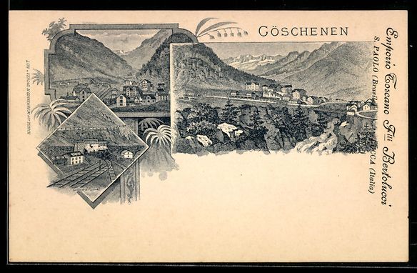 Cartoline postali: Litho Göschenen, Gotthard-Tunnel, Ortsa – Usato da Berlin venduto da bartko-reher