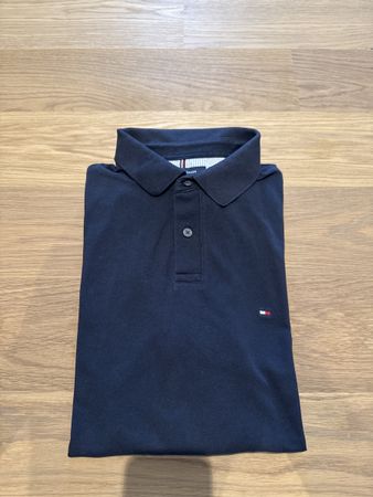 Tommy Hilfiger Langarm-Polohemd, Grösse L, Blau