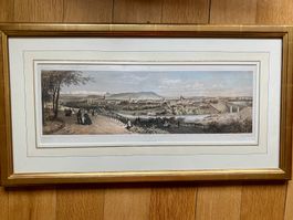 Farblithographie BERN 1860, Rahmen über Eck vergoldet