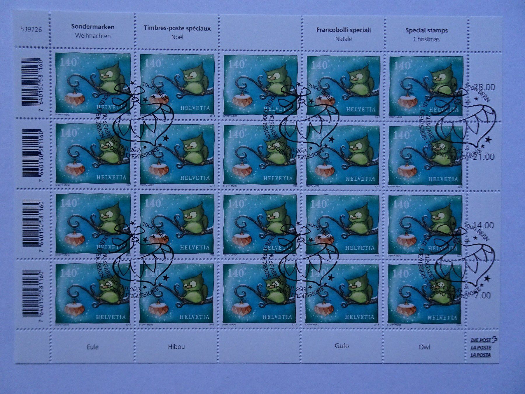 Tous les timbres: 2013**und* – Neuf (Voir description) à Aadorf par Chnorli-Furz 1