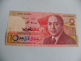 Marokko 10 Dirham Banknote, Jahr 1987, Sammlerstück!
