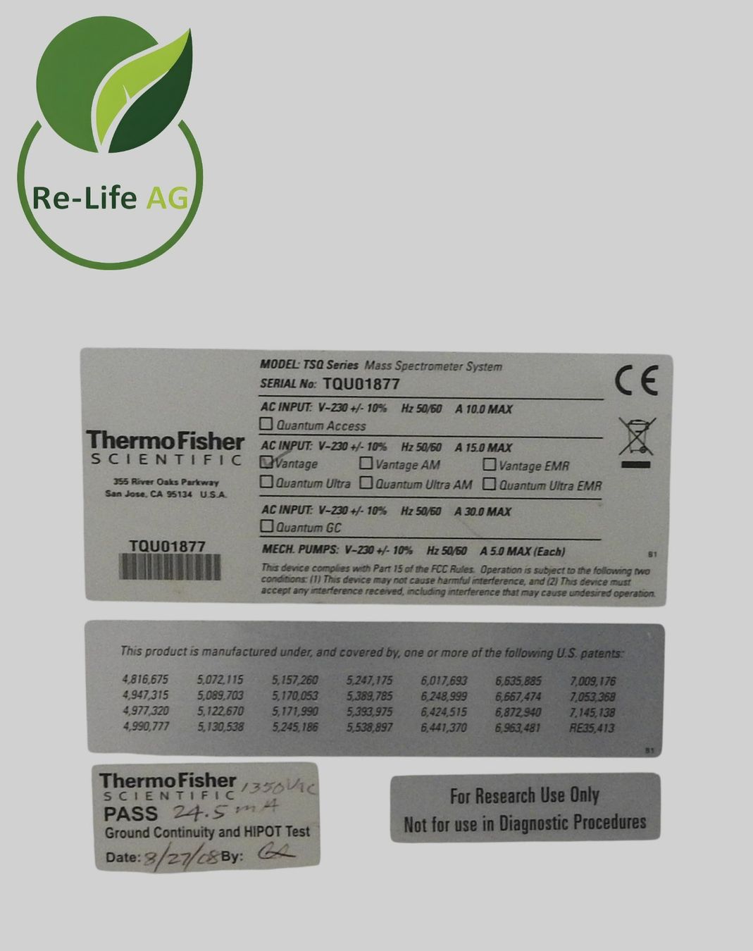 Tutte le macchine: Thermo TSQ Series mass spectrometer system – Usato da Reinach BL venduto da Re-LifeAG_Labor 5