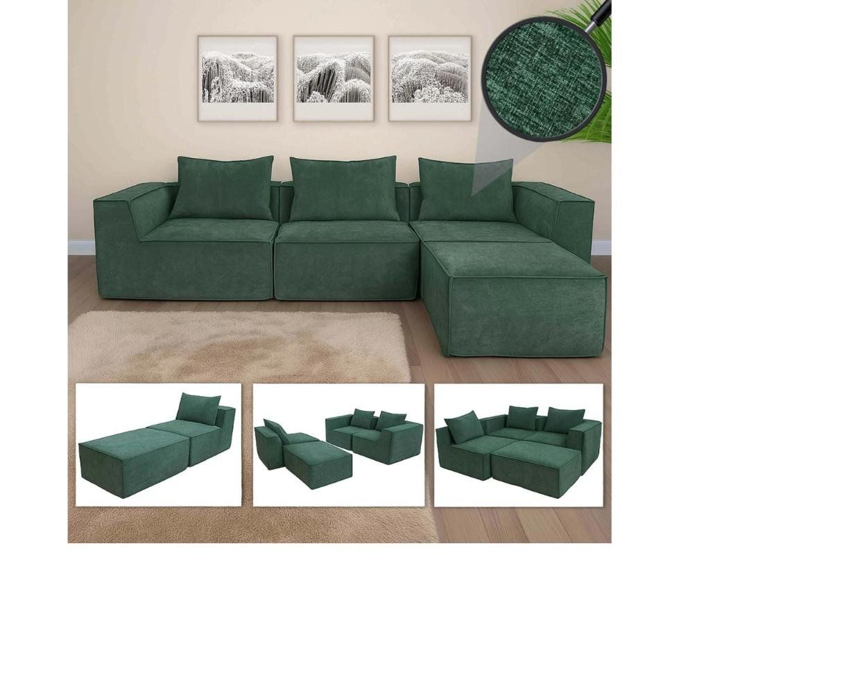 Divani: L-Sofa Lounge-Couch mit Ottomane grün - Gratis Versand – Nuovo e nell'imballaggio originale da Kleinwangen venduto da Maluwa_GmbH 1