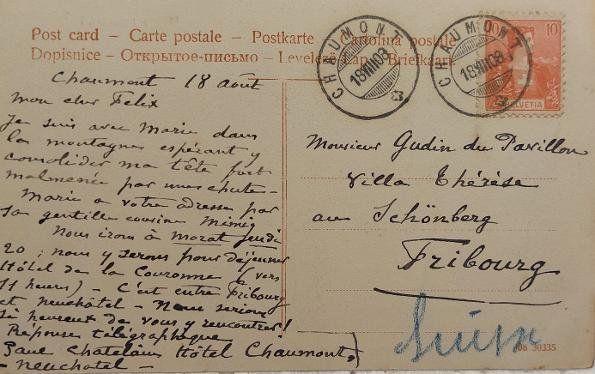 Ansichtskarten: CHAUMONT - Le Grand Hôtel - 1908 – Gebraucht aus Delémont von Domdom1 1