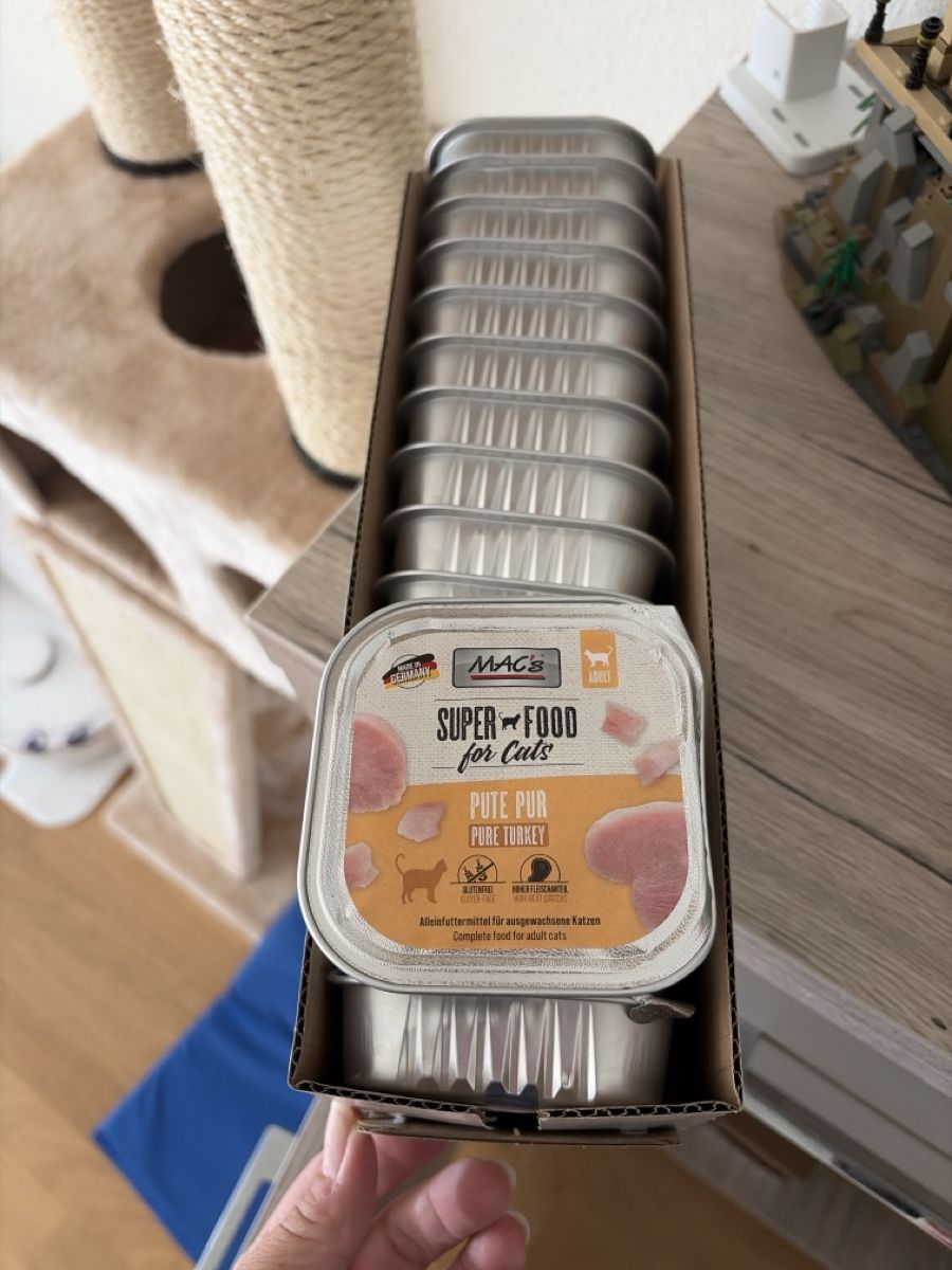Futter: MAC‘s Katzenfutter Pute Pur 16x – Neu und originalverpackt aus Dübendorf von Masha.