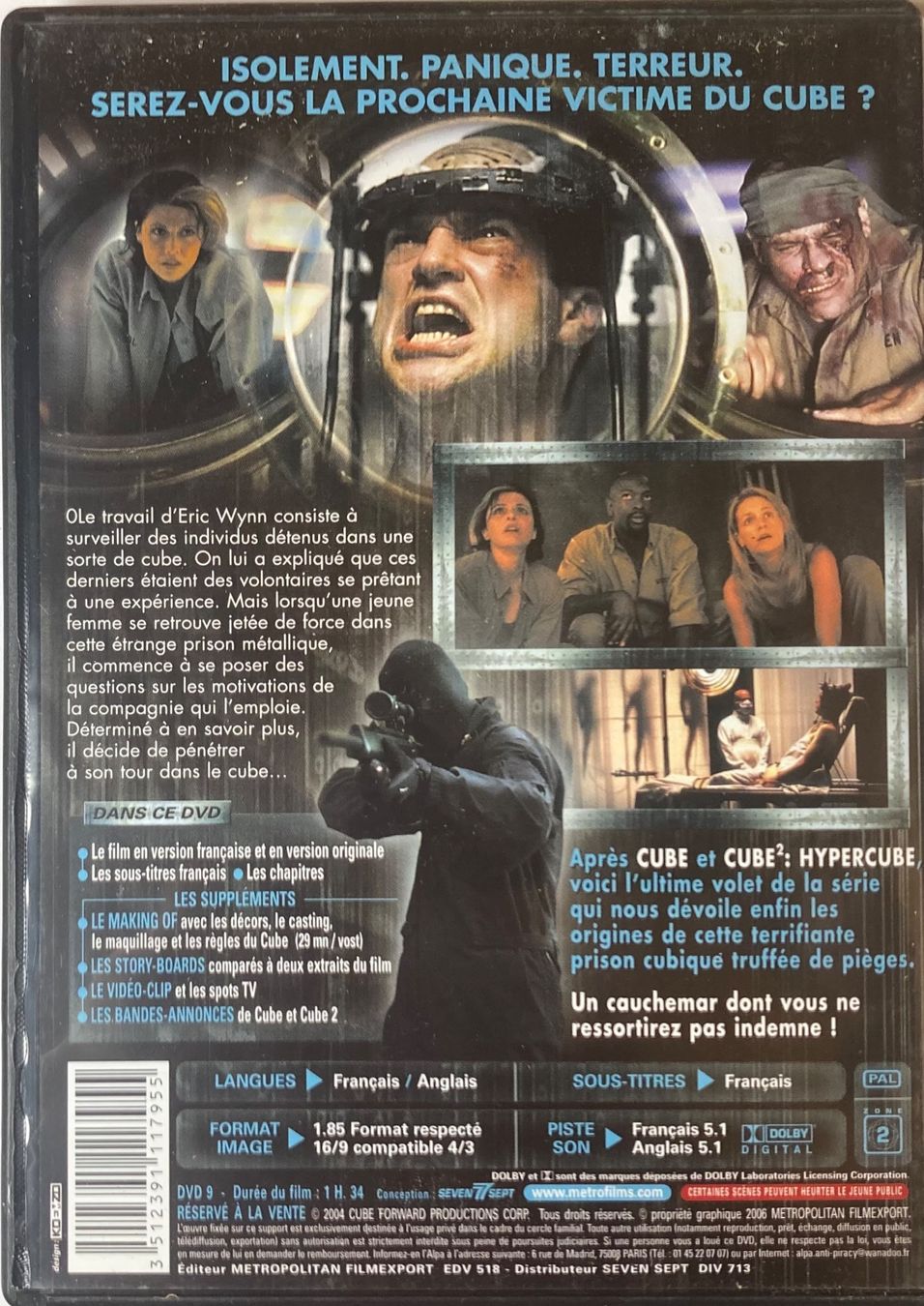 Tutti i DVDs: CUBE ZERO (REMONTEZ AUX SOURCES DE L'ENIGME) – Usato da Poliez-Pittet venduto da Newtown-Records 3