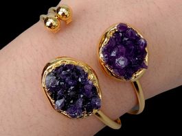 Wunderbar 2 Amethyst Armspange Armband Bracelet Améthyste
