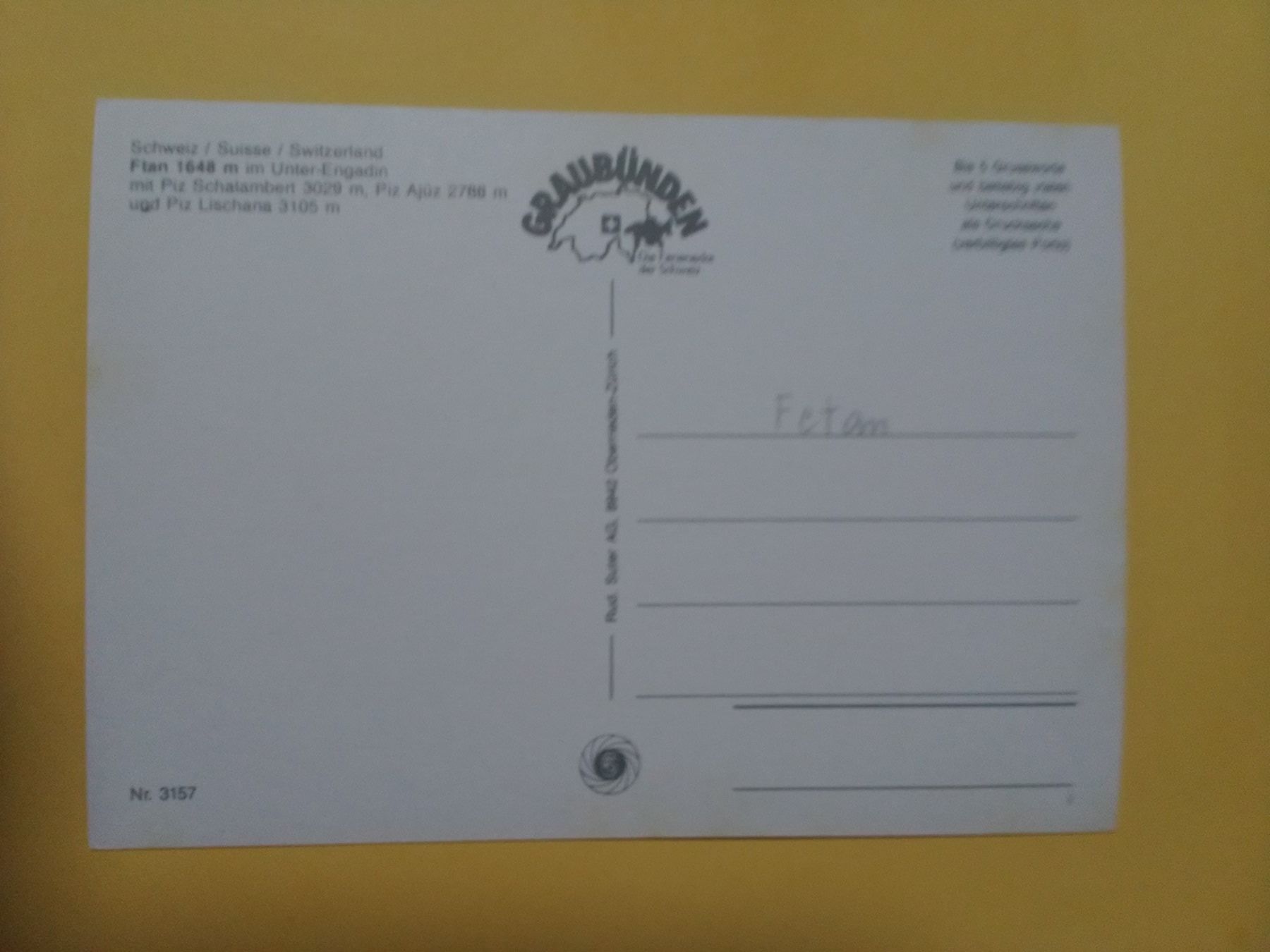 Cartoline postali: Ftan Graubünden – Usato da Küttigen venduto da Melisch1000 1