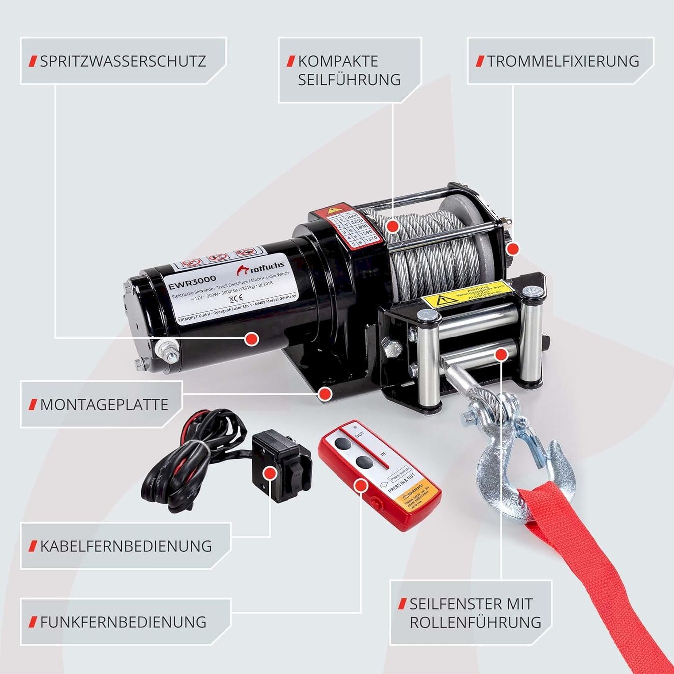 Argani forestali & Pinze posteriori : ROTFUCHS Elektrische Seilwinde 1360KG – Nuovo e nell'imballaggio originale da Bottighofen venduto da zaap 2