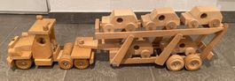 Holzspielzeug Autotransporter 5 Autos Holz Spielzeug LKW