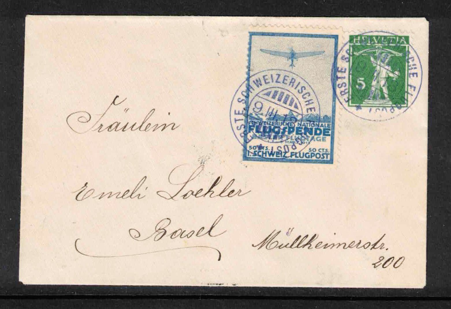 Alle Briefmarken: 1913 Flugpost Vorläufer II "Basel" auf kleinem Brief – Neu (gemäss Beschreibung) aus Nuglar von Stamp88