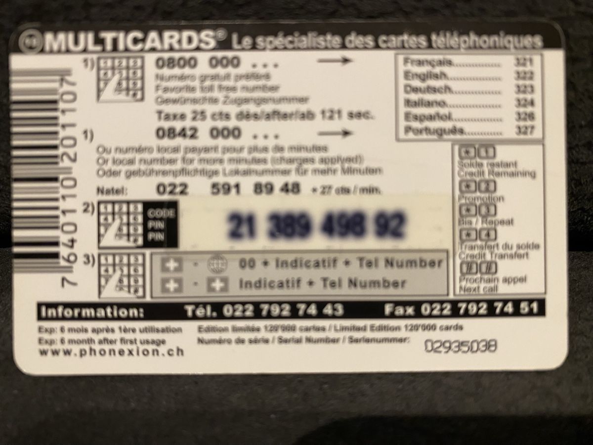 Telefon- & Taxkarten: Carte – Gebraucht aus Lausanne von babacard10 1