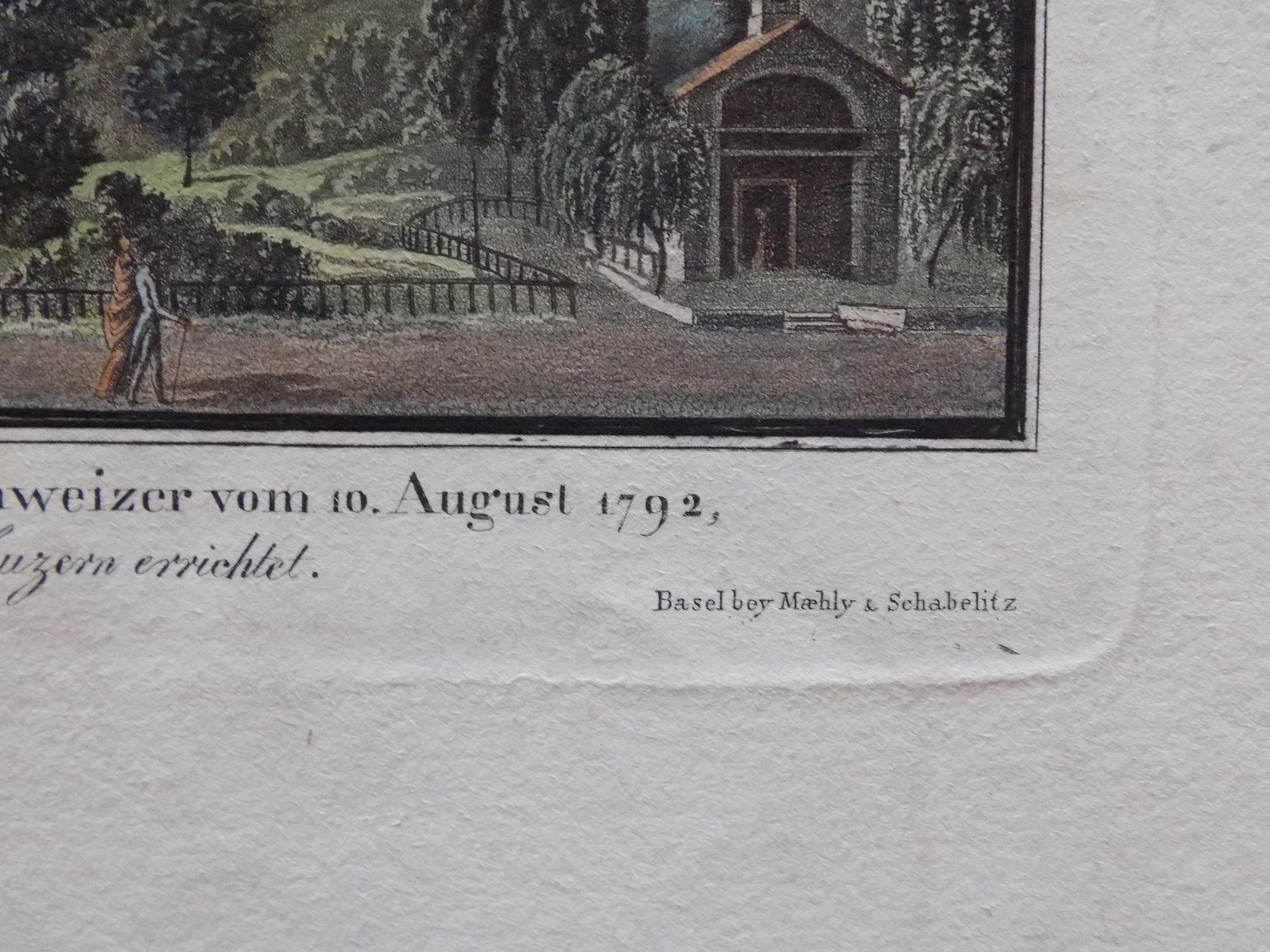 Gravures: Luzern Löwendenkmal koloriert – D'occasion à Risch par Antikfee 7