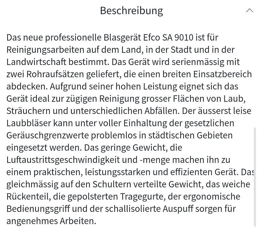 Laubbläser & Laubsauger: Efco rückentragbarer Laubbläser SA 9010 – Neu und originalverpackt aus Giswil von Hans83 1