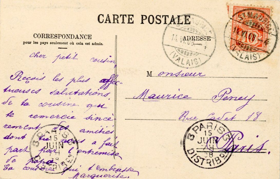 Cartes postales: Champéry  VS  -  Le repos après la journée   en 1908 – D'occasion à Brig par Valcards54 1
