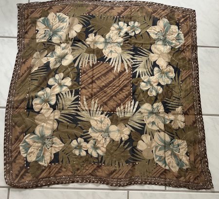 Scarf floral print square brown ladies accessory