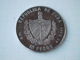 Republica de Cuba 10 Pesos Silber Münze 15gr 0.999