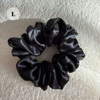 17# black 100% Mulberry Silk Scrunchie Size L - NEW!