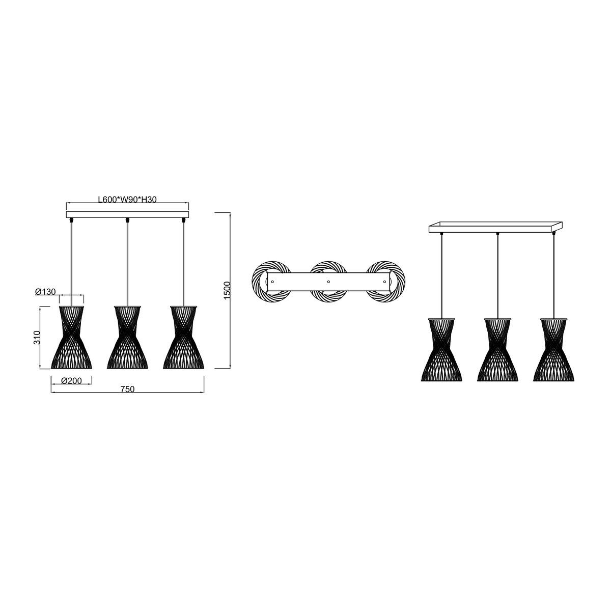 Lampadari & plafoniere: Pendelleuchte,Papiergarn, 75 cm x 20 cm – Nuovo (secondo la descrizione) da Kreuzlingen venduto da Smart-Light 7