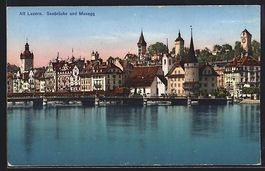 AK Luzern, Seebrücke, Musegg, 1938