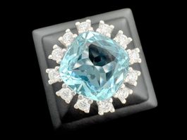 Aquamarin 6c Diamanten 0.6c Ring 18k WG Grösse 54.5 *S2068